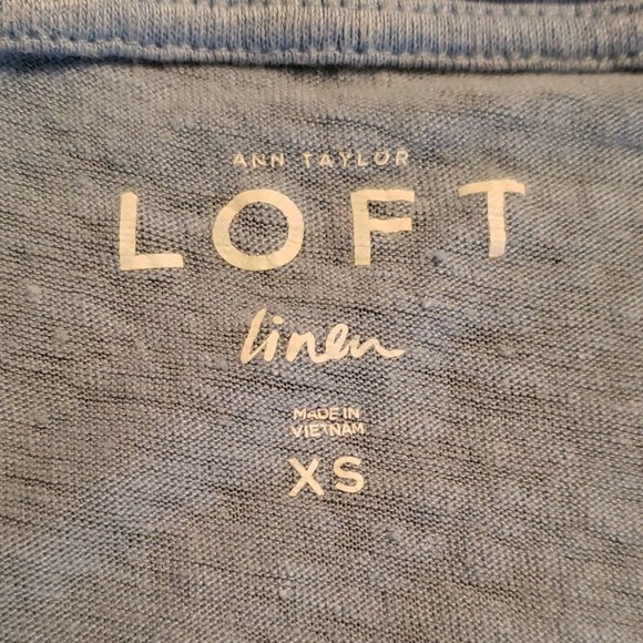 LOFT Linen Short Sleeve Top Blue XS - Picture 6 of 6